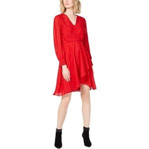 Calvin Klein Red Illusion Wrap Dress